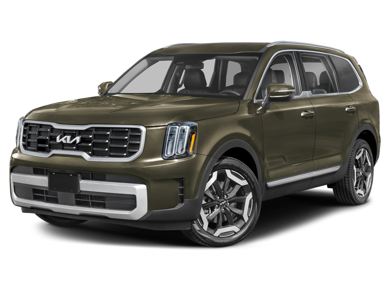 2025 Kia Telluride S in Dark Moss — front three-quarter view