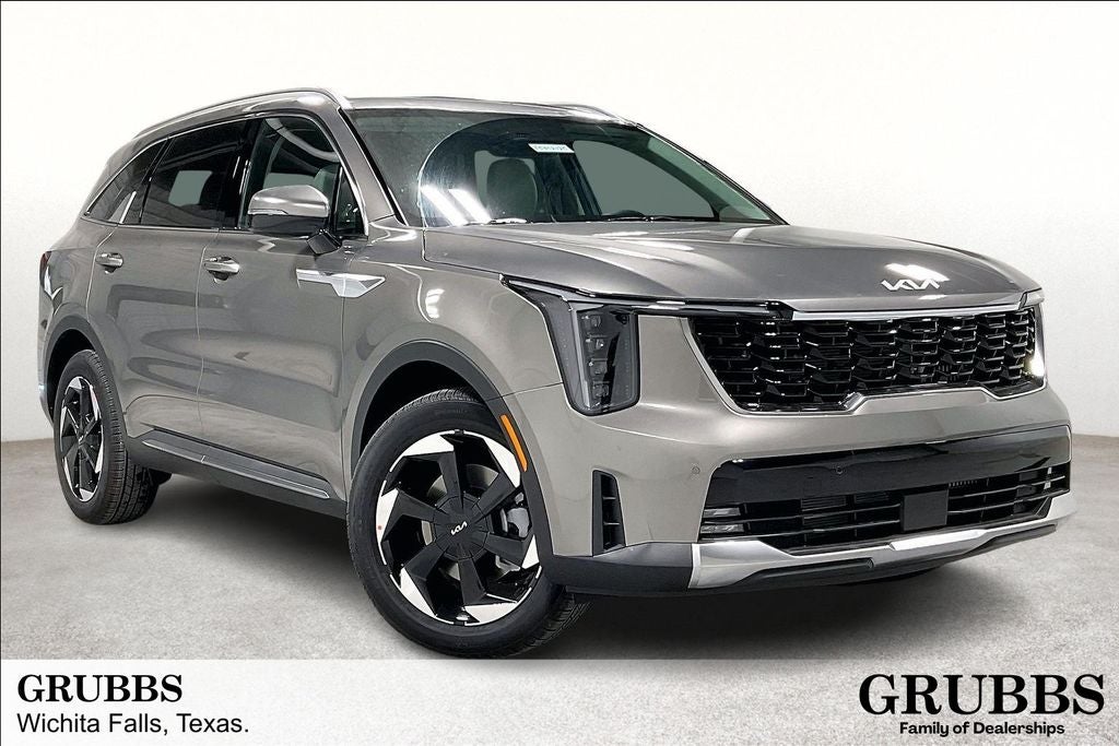 2026 Kia Sorento Hybrid EX in Volcanic Sand — front three-quarter view
