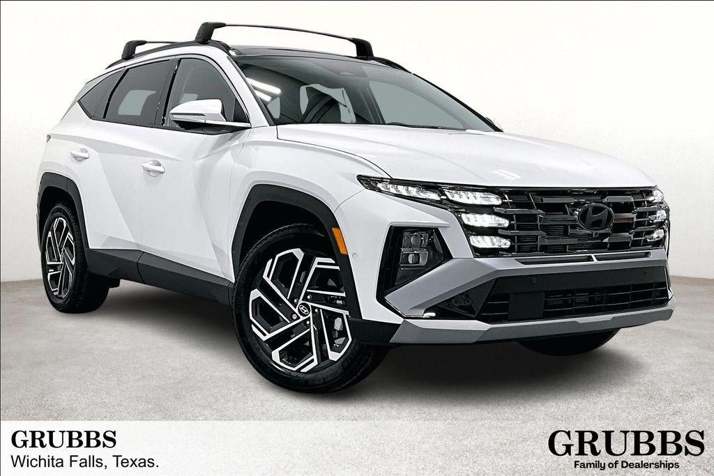 2026 Hyundai Tucson Limited AWD in White Pearl — front three-quarter view