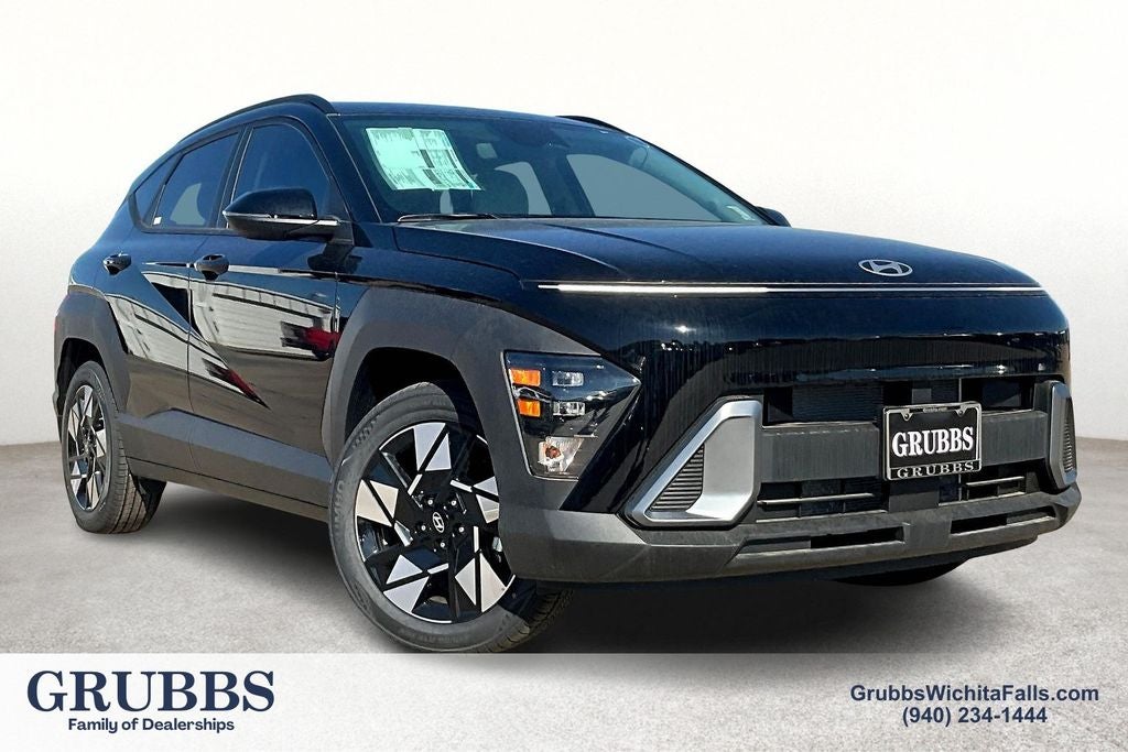 2025 Hyundai Kona SEL in Abyss Black Pearl — front three-quarter view