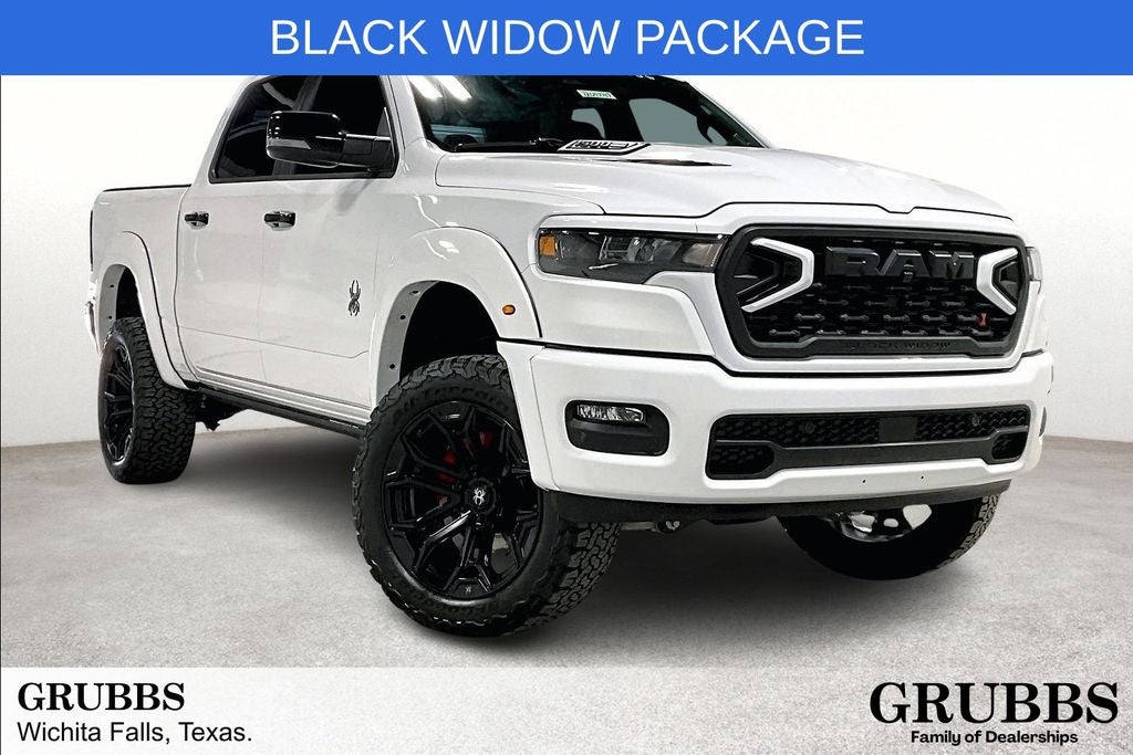 2026 RAM Ram 1500 RAM 1500 BIG HORN CREW CAB 4X4 5'7' BOX in Bright White Clear-Coat Exterior Paint — front three-quarter view