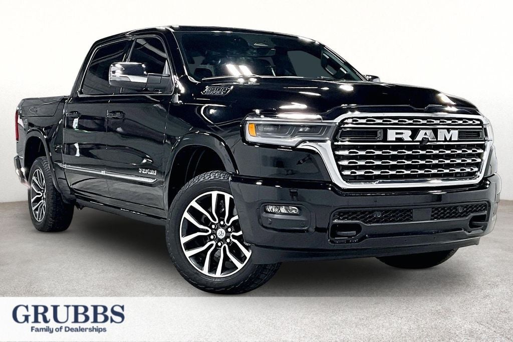 2025 RAM 1500 Limited in Diamond Black Crystal Pearlcoat — front three-quarter view