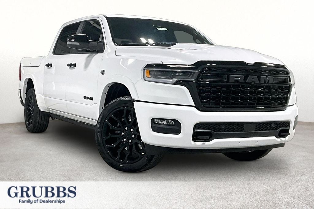2026 RAM Ram 1500 RAM 1500 LIMITED CREW CAB 4X4 5'7' BOX in Bright White Clear-Coat Exterior Paint — front three-quarter view