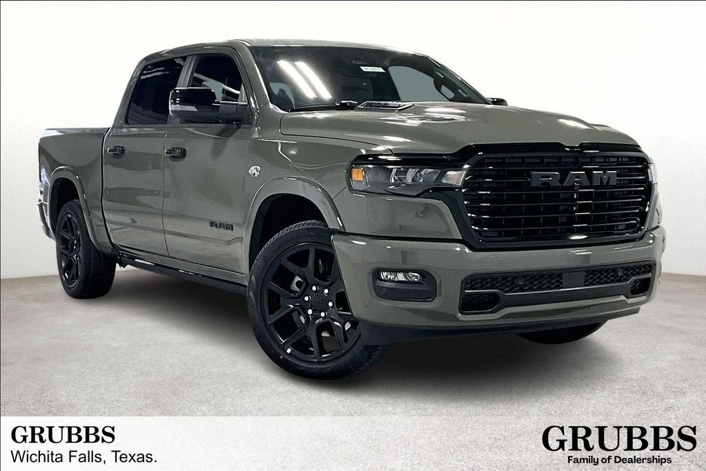 2026 RAM Ram 1500 RAM 1500 LARAMIE CREW CAB 4X4 5'7' BOX in Canyon Lake Exterior Paint — front three-quarter view