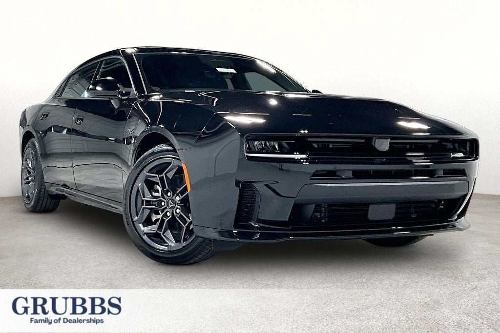 2026 Dodge Charger CHARGER R/T 4-DOOR AWD in Diamond Black Crystal Pearlcoat — front three-quarter view
