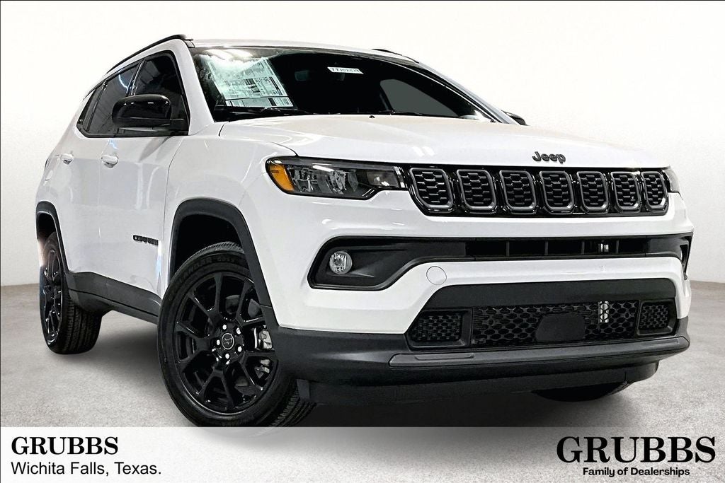 2026 Jeep Compass COMPASS LATITUDE ALTITUDE 4X4 in Bright White Clear-Coat Exterior Paint — front three-quarter view