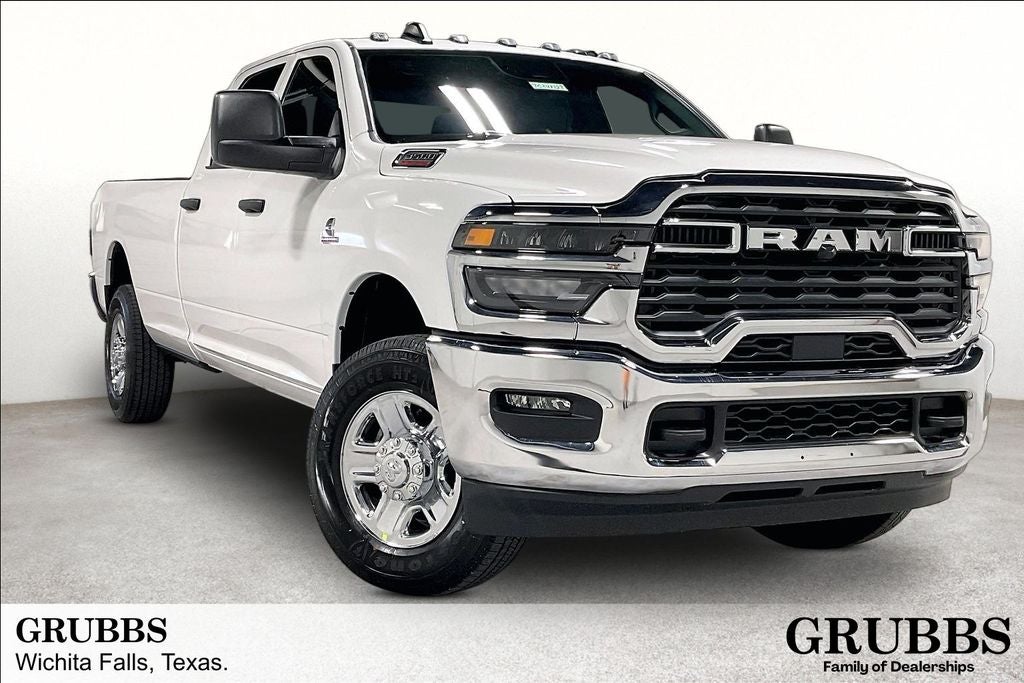 2026 RAM Ram 3500 RAM 3500 TRADESMAN CREW CAB 4X4 8' BOX in Bright White Clear-Coat Exterior Paint — front three-quarter view