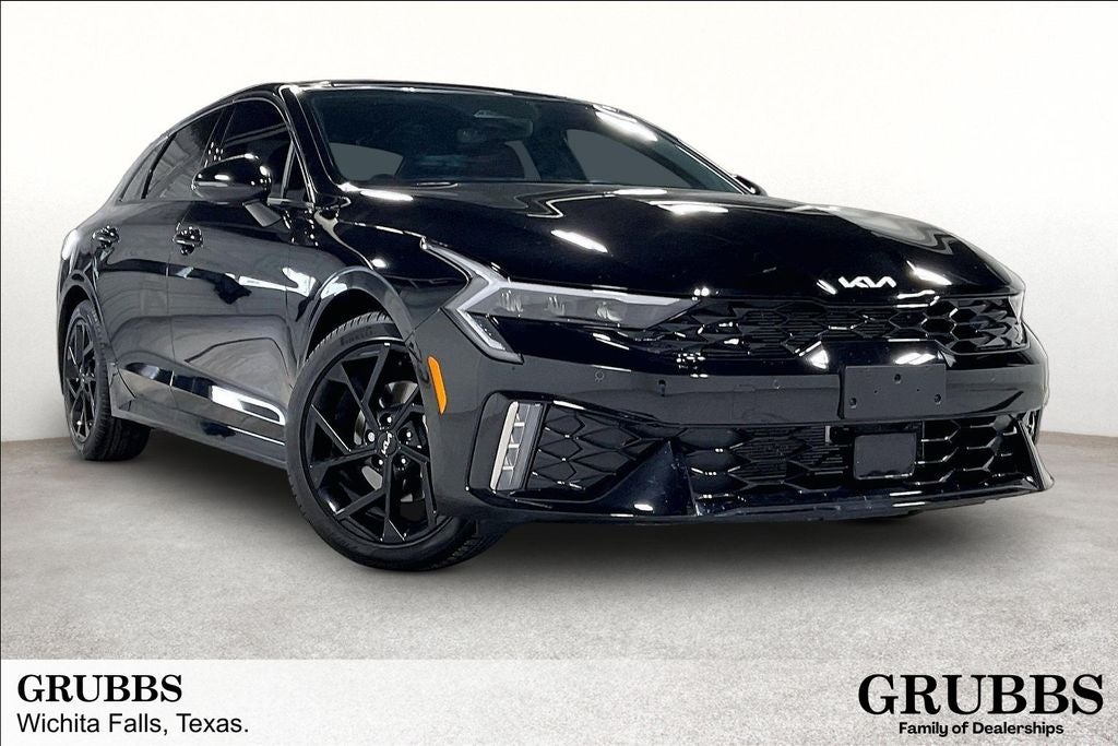 2026 Kia K5 GT-Line in Aurora Black Pearl — front three-quarter view