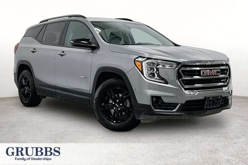 2023 GMC Terrain AT4 in Sterling Metallic — front three-quarter view
