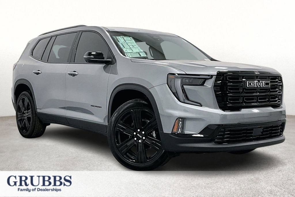 2026 GMC Acadia Elevation in Sterling Metallic — front three-quarter view
