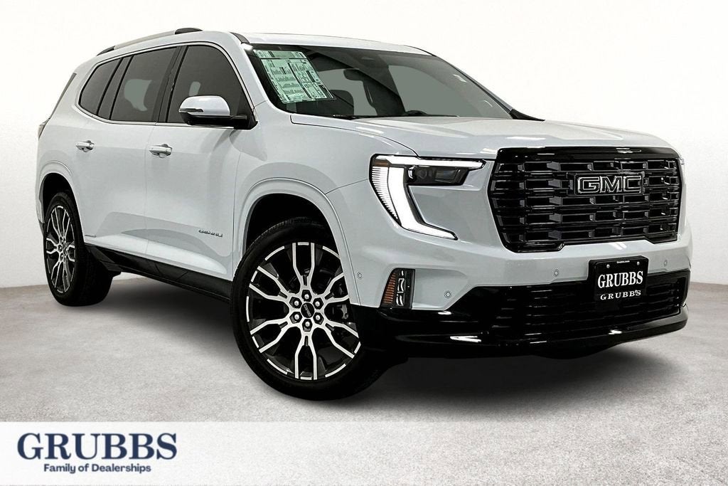 2026 GMC Acadia Denali Ultimate in Glacier White Tricoat — front three-quarter view