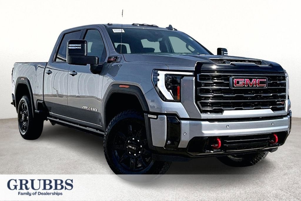 2026 GMC Sierra 2500 HD AT4 in Sterling Metallic — front three-quarter view