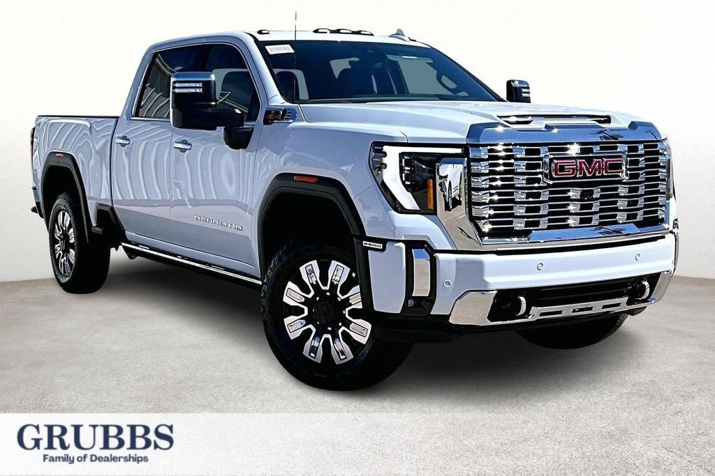 2026 GMC Sierra 2500 HD Denali in Glacier White Tricoat — front three-quarter view