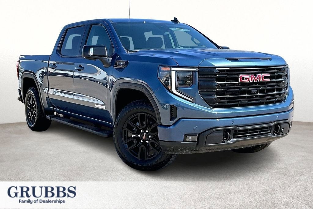 2026 GMC Sierra 1500 Elevation in Downpour Metallic — front three-quarter view