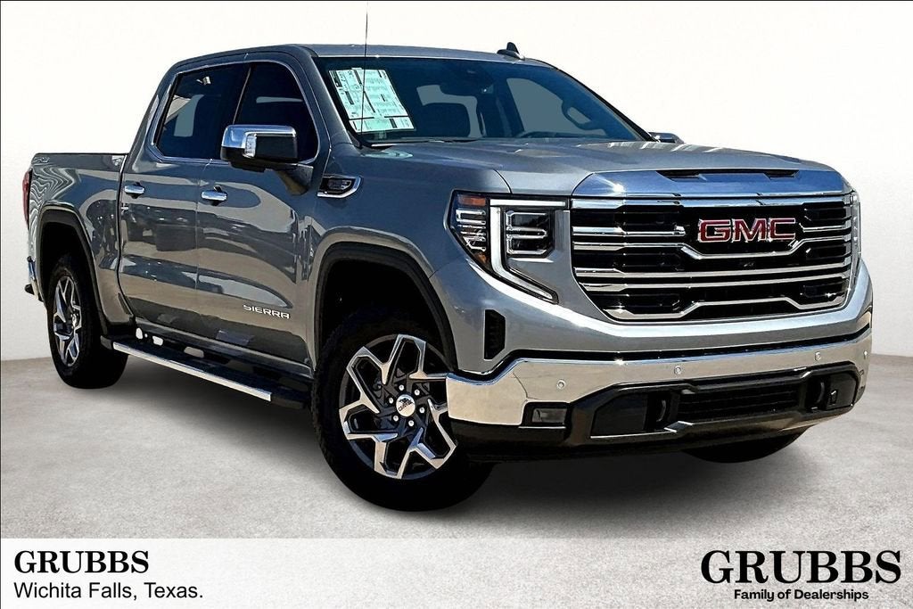 2026 GMC Sierra 1500 SLT in Sterling Metallic — front three-quarter view