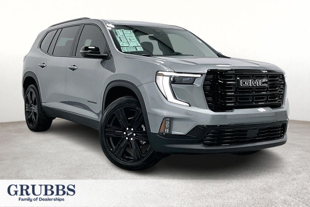 2026 GMC Acadia Elevation in Sterling Metallic — front three-quarter view
